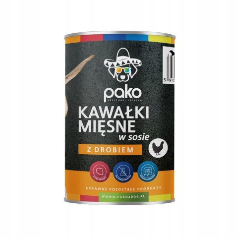 PAKO mokra karma dla psa kawałki w sosie drób 415g PAKO mokra karma dla psa kawałki w sosie drób 415g
