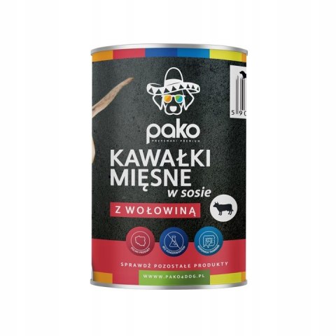 PAKO mokra karma dla psa kawałki w sosie wołowina 415g PAKO mokra karma dla psa kawałki w sosie wołowina 415g