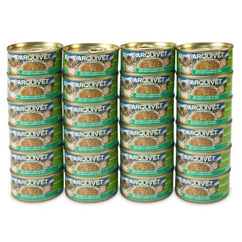 Puszki dla kotów o smaku białego tuńczyka z warzywami 24 x 80 g Arquivet Puszki dla kotów o smaku białego tuńczyka z warzywami 24 x 80 g Arquivet
